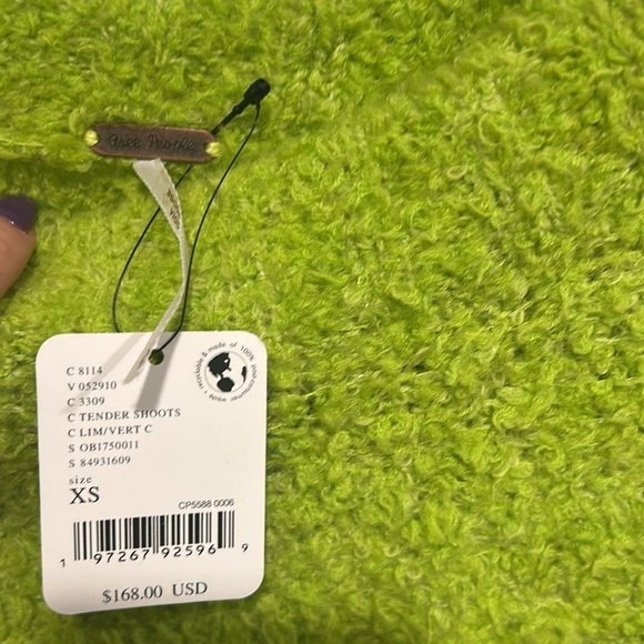 Free people Oscar tender tunic oversize sweater pullover grinch green xs new nwt - Picture 2 of 6